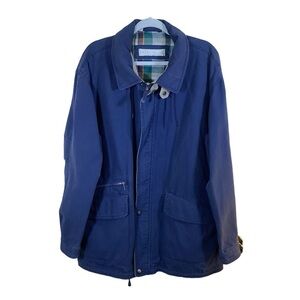 Perry Ellis Women’s Navy 100% Cotton Hooded Barn Coat.  Size L